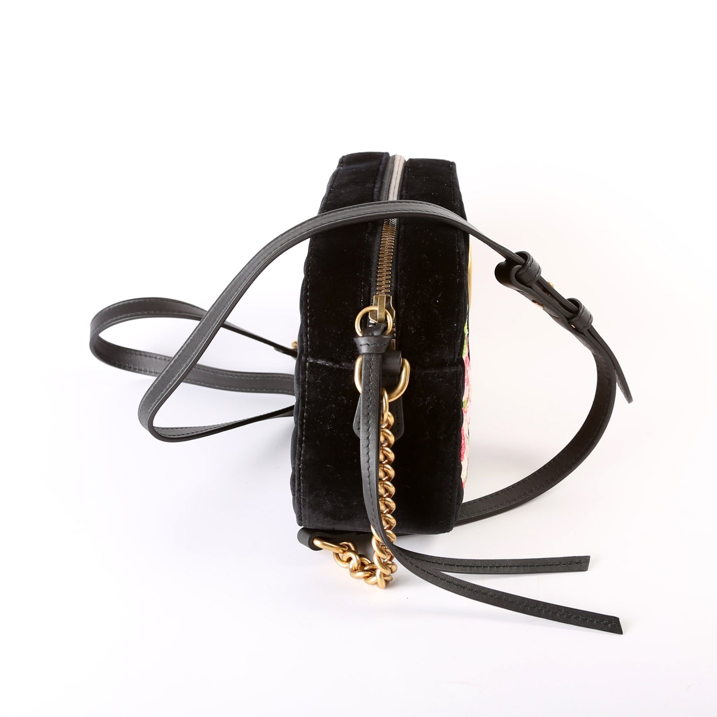 Gucci 447632 Marmont Small Velvet Camera Black Bag