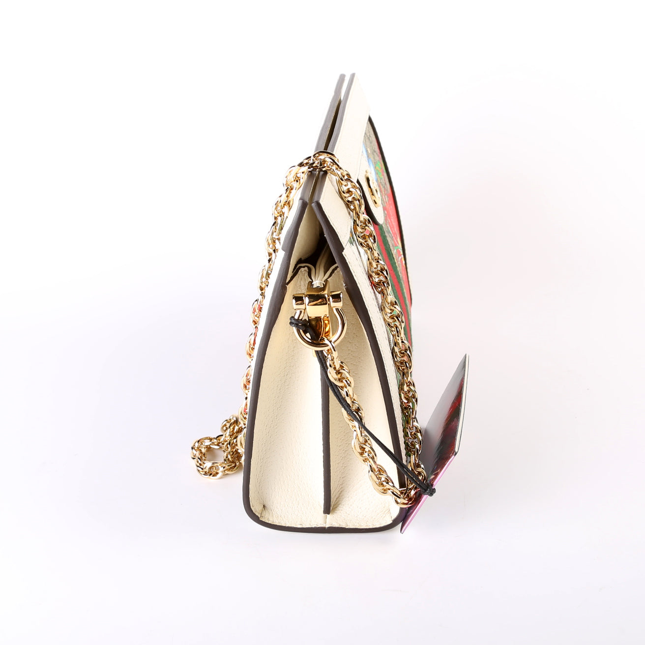 Gucci 503877 GG Supreme Flora Ophidia Small Chain White Bag