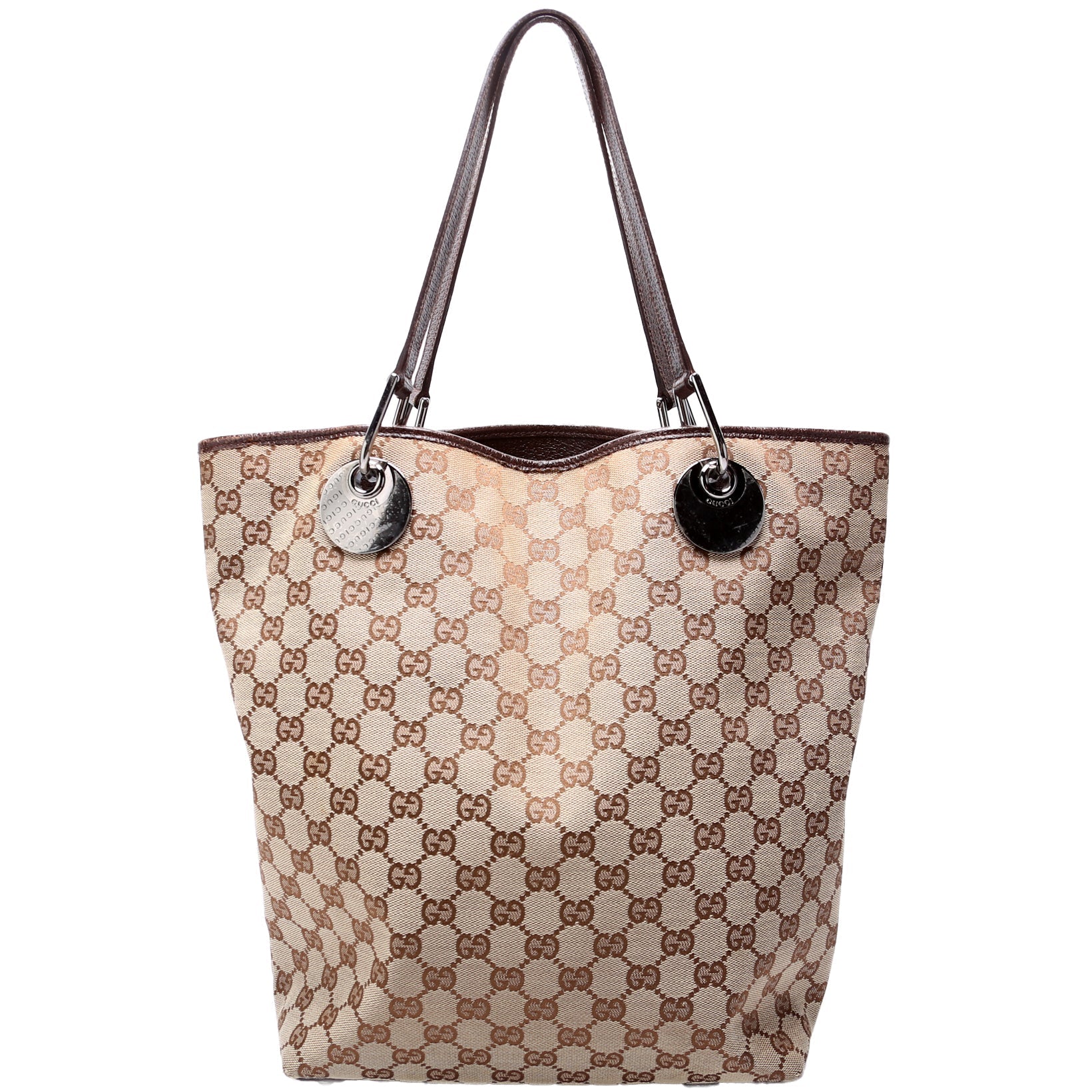 Gucci 120836 GG Canvas Tote Brown Bag