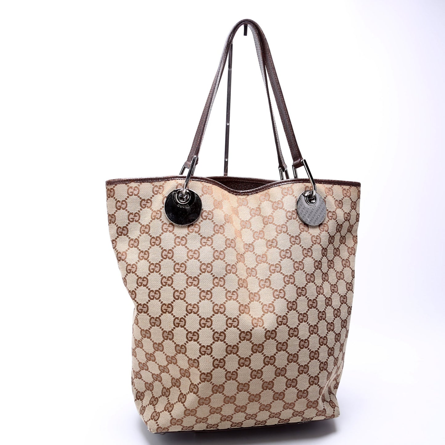 Gucci 120836 GG Canvas Tote Brown Bag