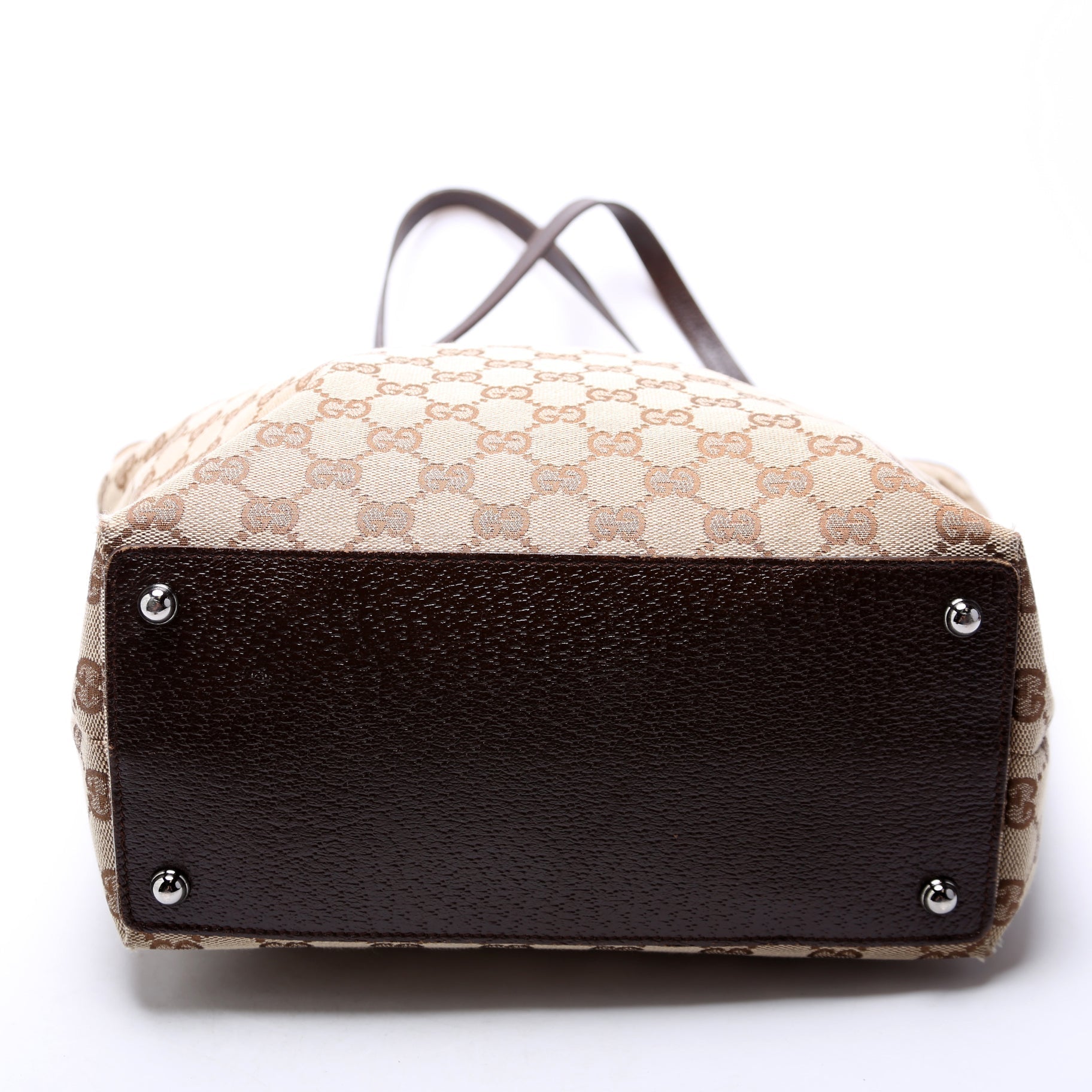 Gucci 120836 GG Canvas Tote Brown Bag