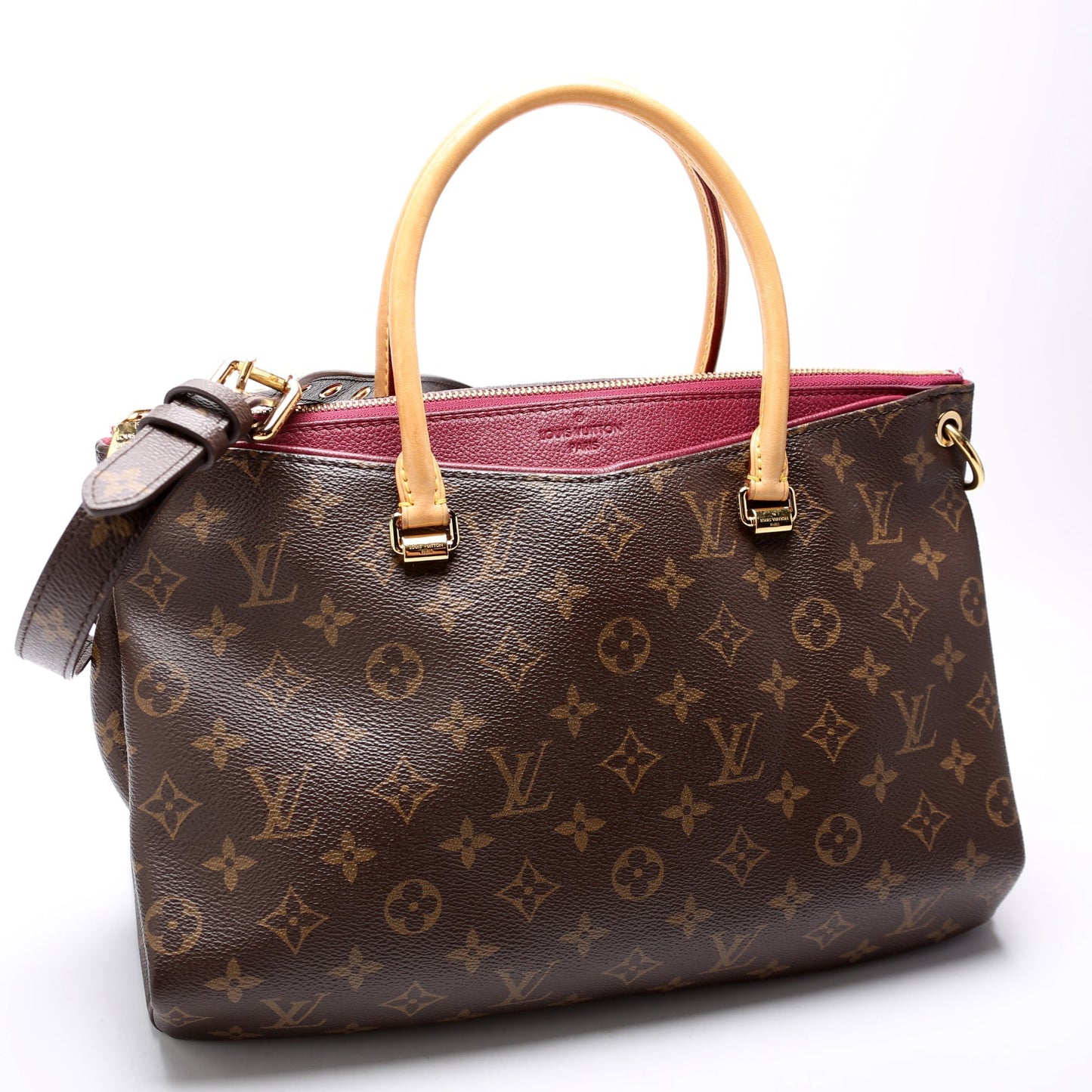 Louis Vuitton Pallas Tote Monogram Canvas Side Berry