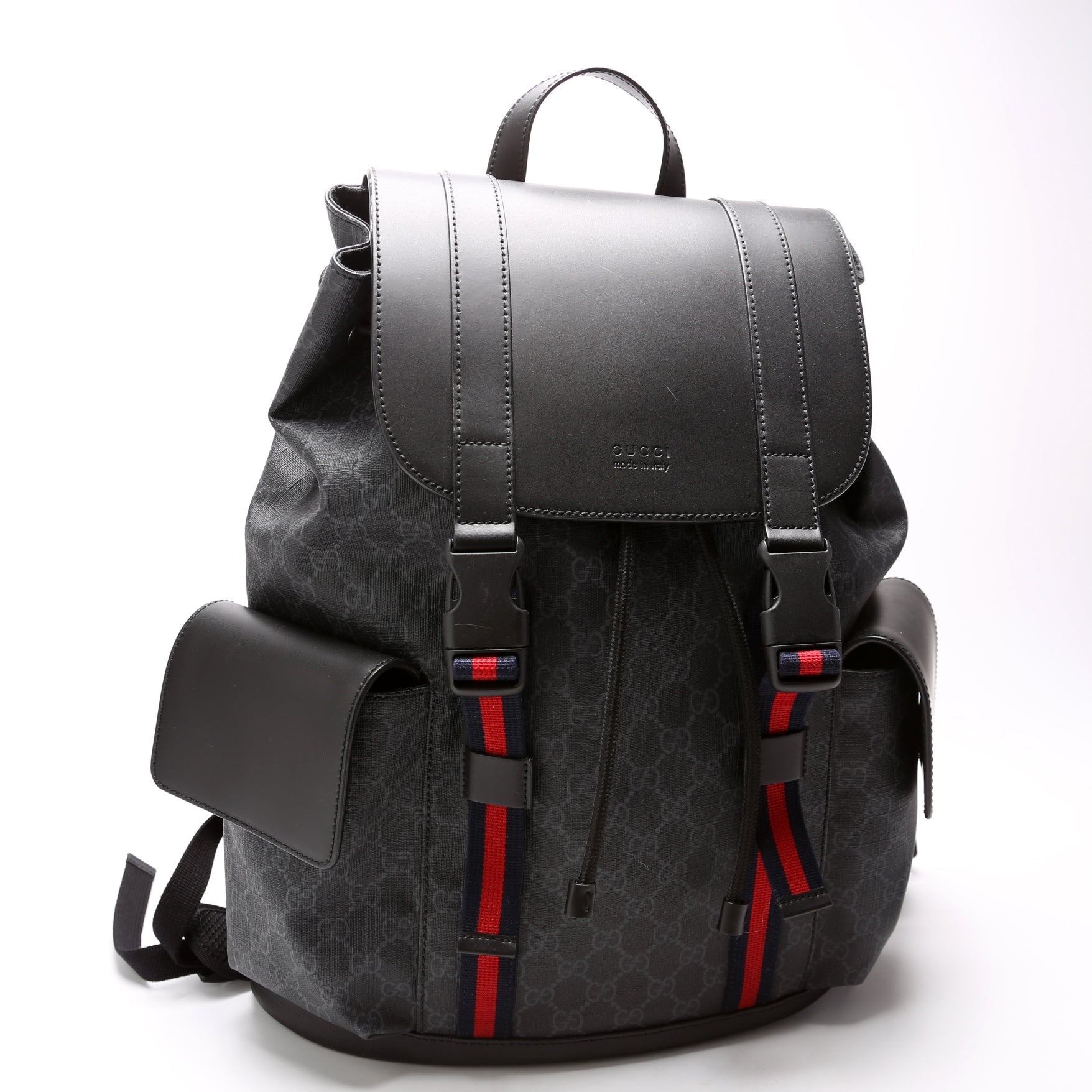 Gucci 495563 GG Supreme Backpack Black Bag