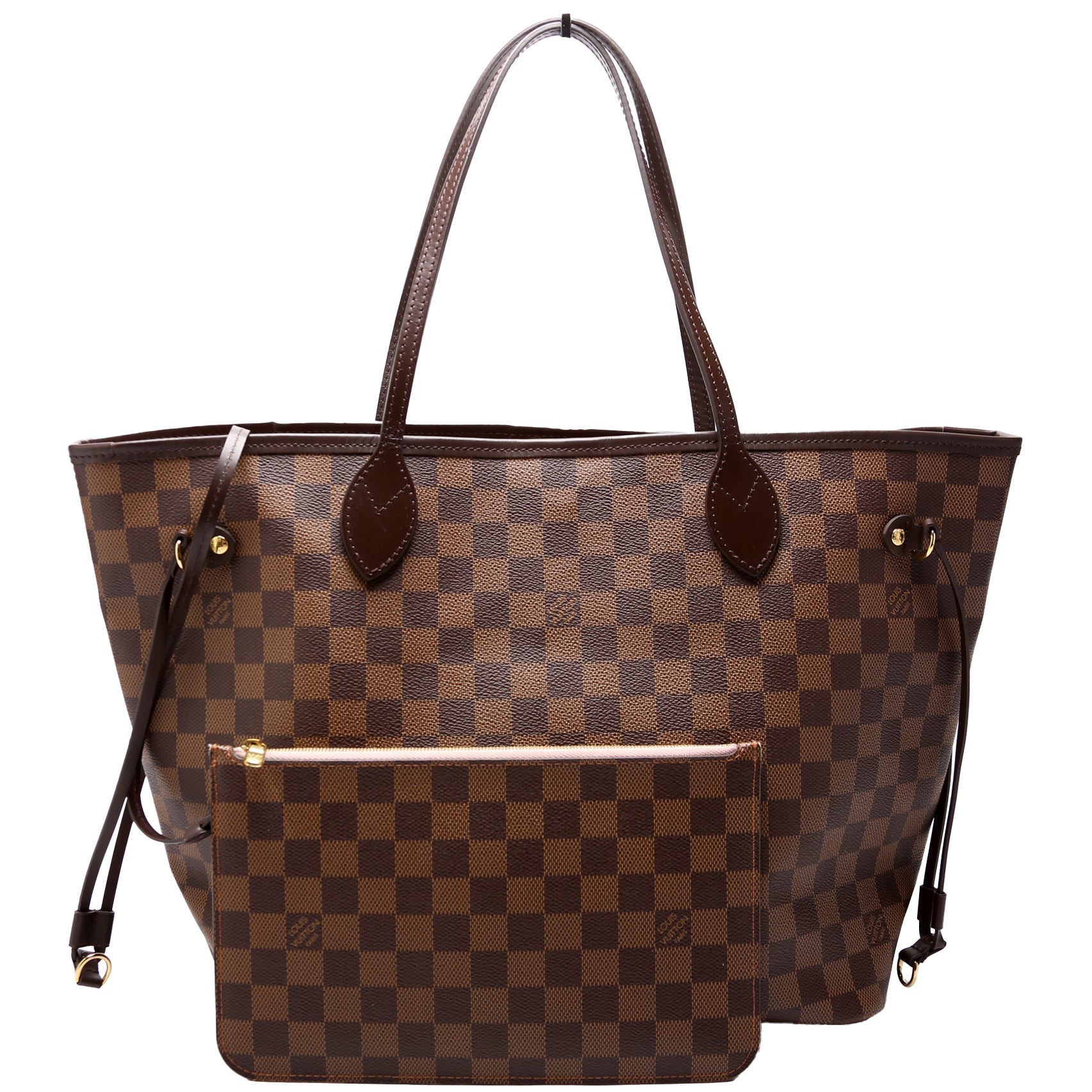 Louis Vuitton Neverfull W/Wallet MM Damier Ebene Pink