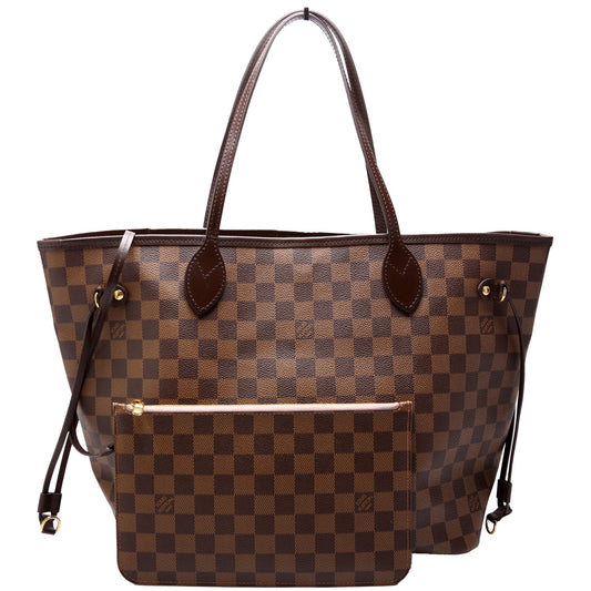 Louis Vuitton Neverfull W/Wallet MM Damier Ebene Pink
