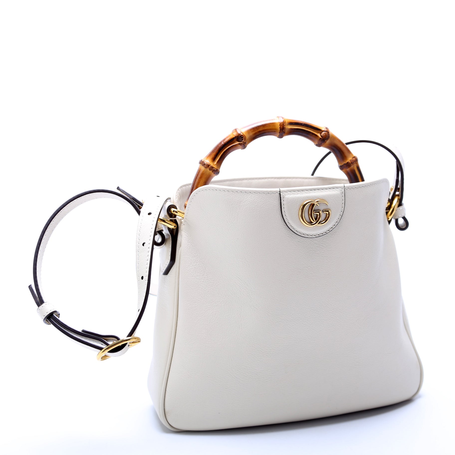Gucci 746124 Diana Bamboo Shoulder White Bag