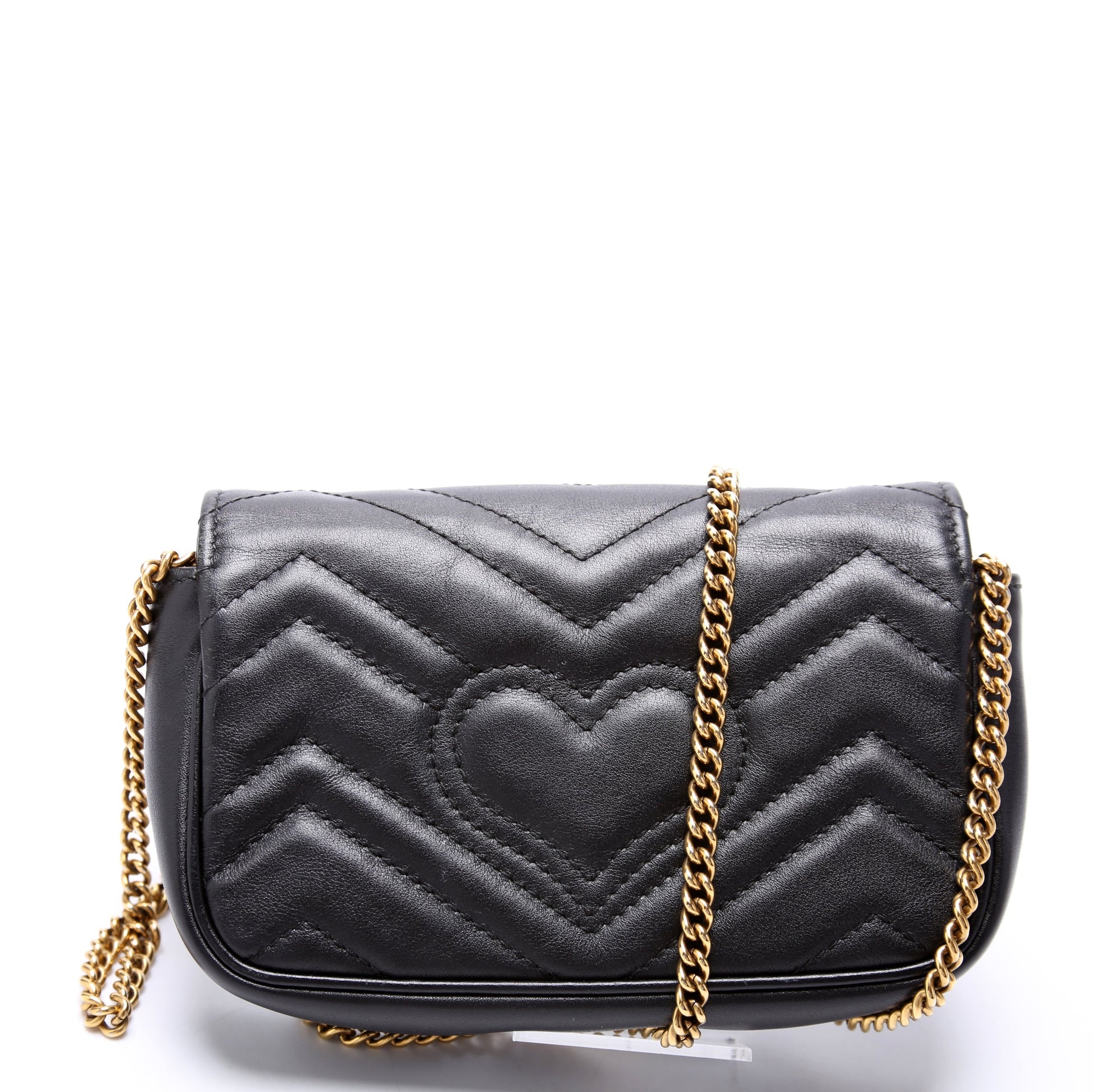 Gucci 476433 Marmont Leather Super Mini Flap Black Bag