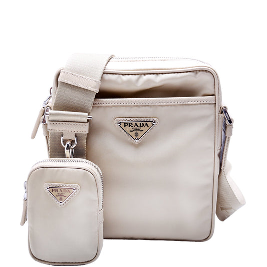 Prada 2VH112 Re-Nylon/Saffiano Leather Shoulder Gold Bag