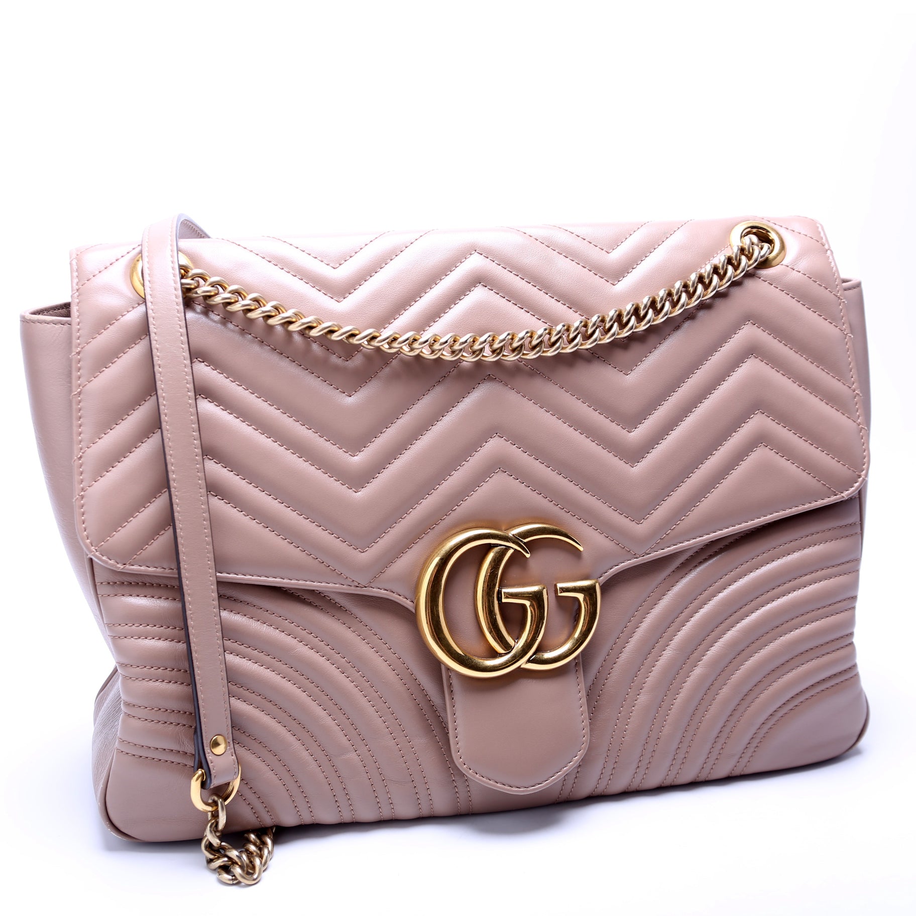 Gucci 498090 Marmont Large Nude Bag