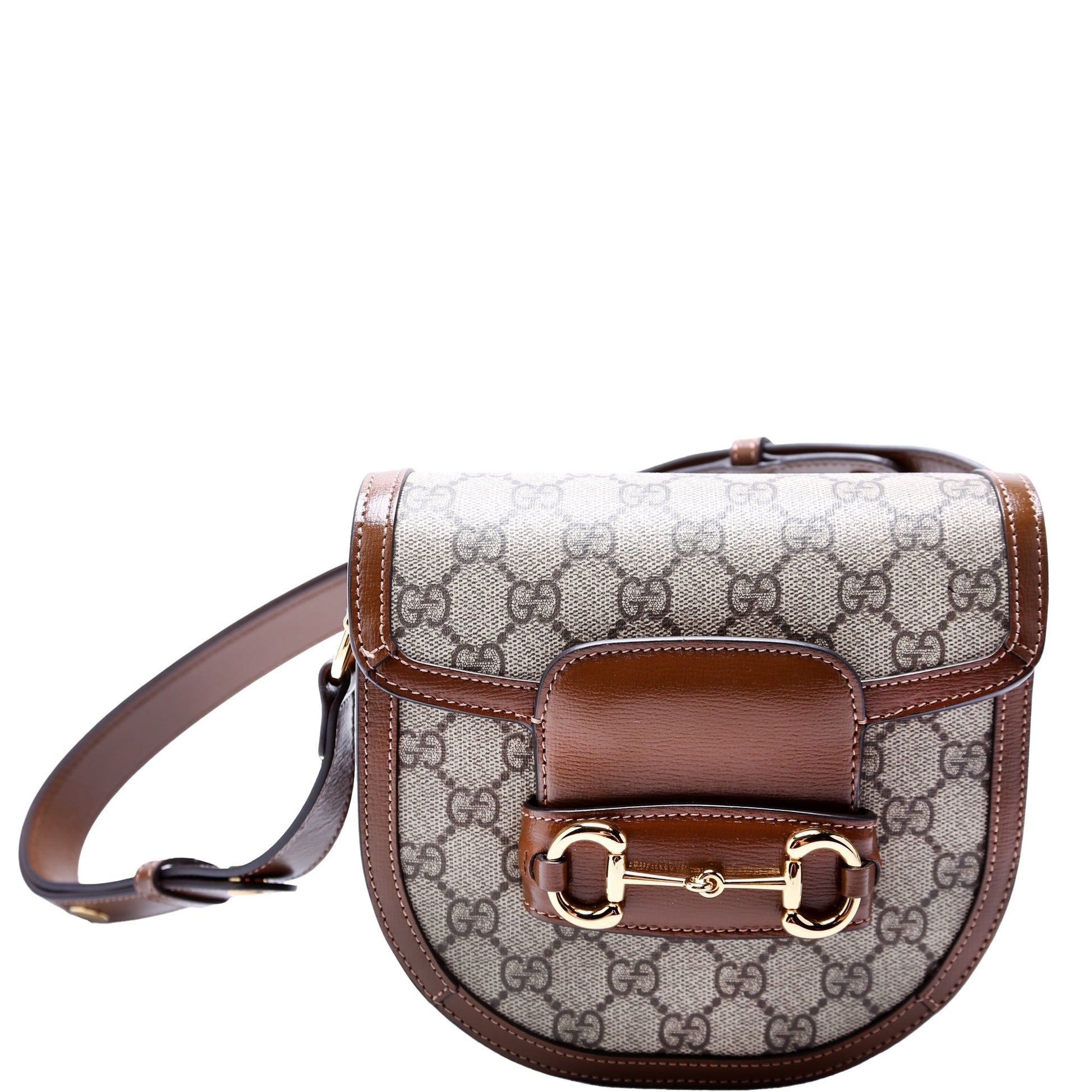 Gucci 760191 Horsebit 1955 GG Supreme Mini Rounded Brown Bag