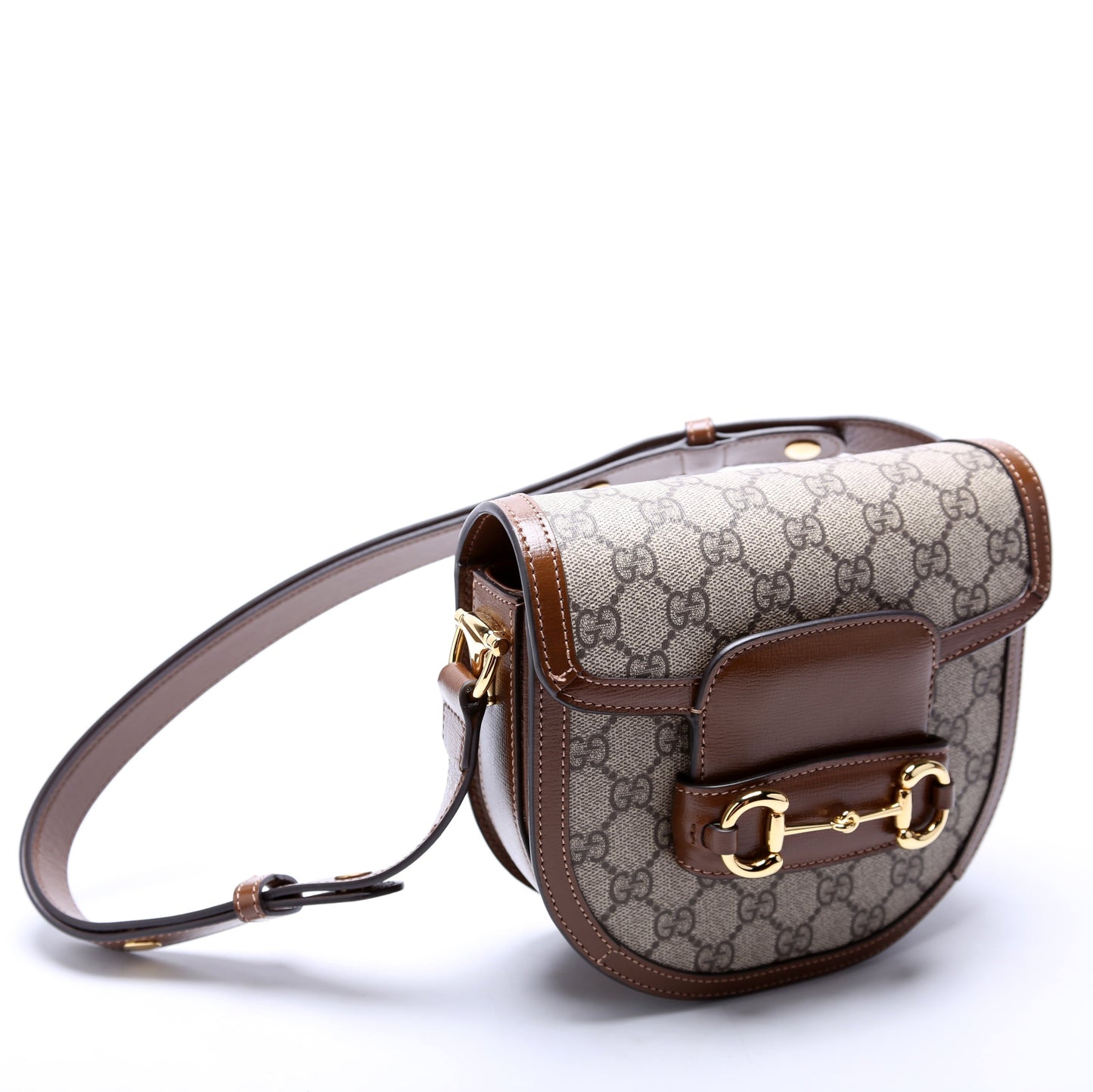 Gucci 760191 Horsebit 1955 GG Supreme Mini Rounded Brown Bag