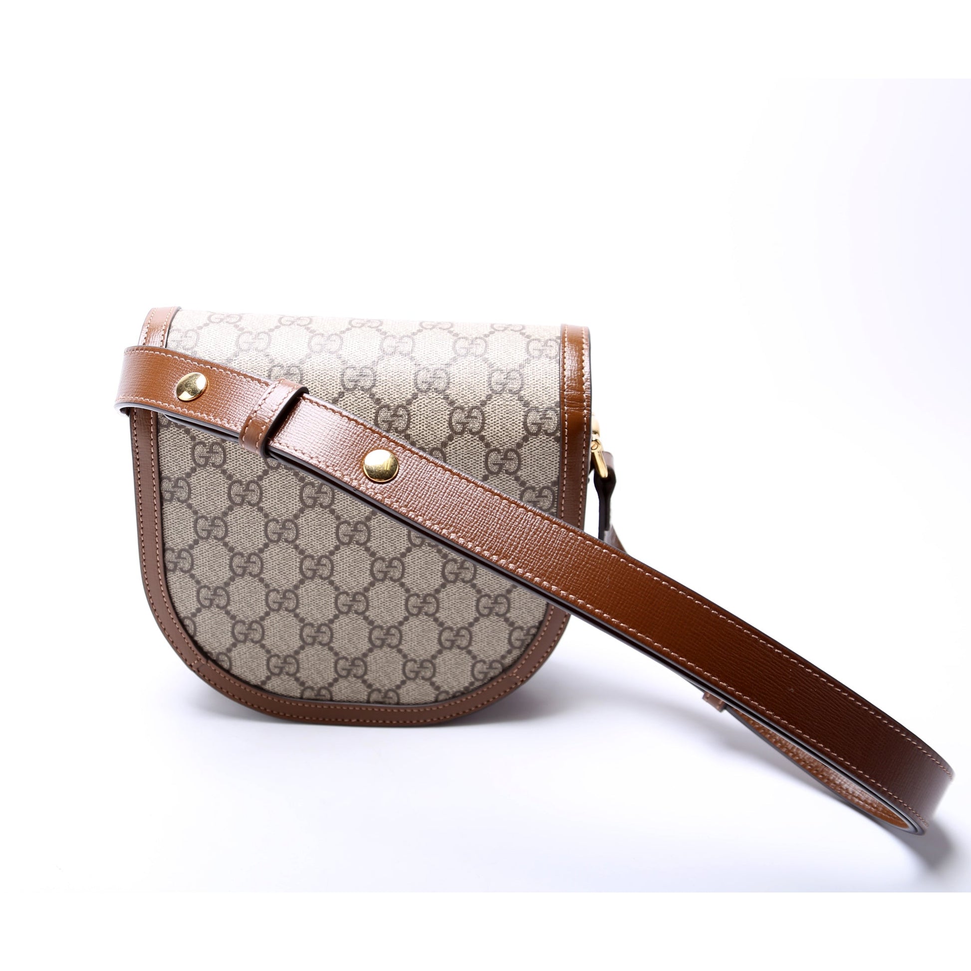 Gucci 760191 Horsebit 1955 GG Supreme Mini Rounded Brown Bag