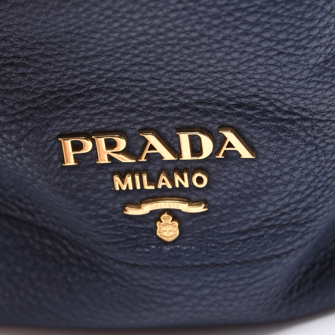 Prada 1BE018 Vitello Daino Bucket Blue Bag