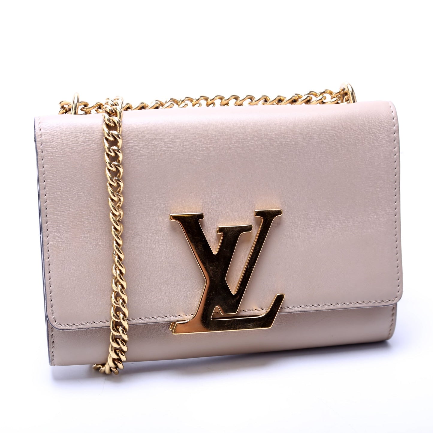  Louis Vuitton Louise MM Chain Bag Calfskin Beige