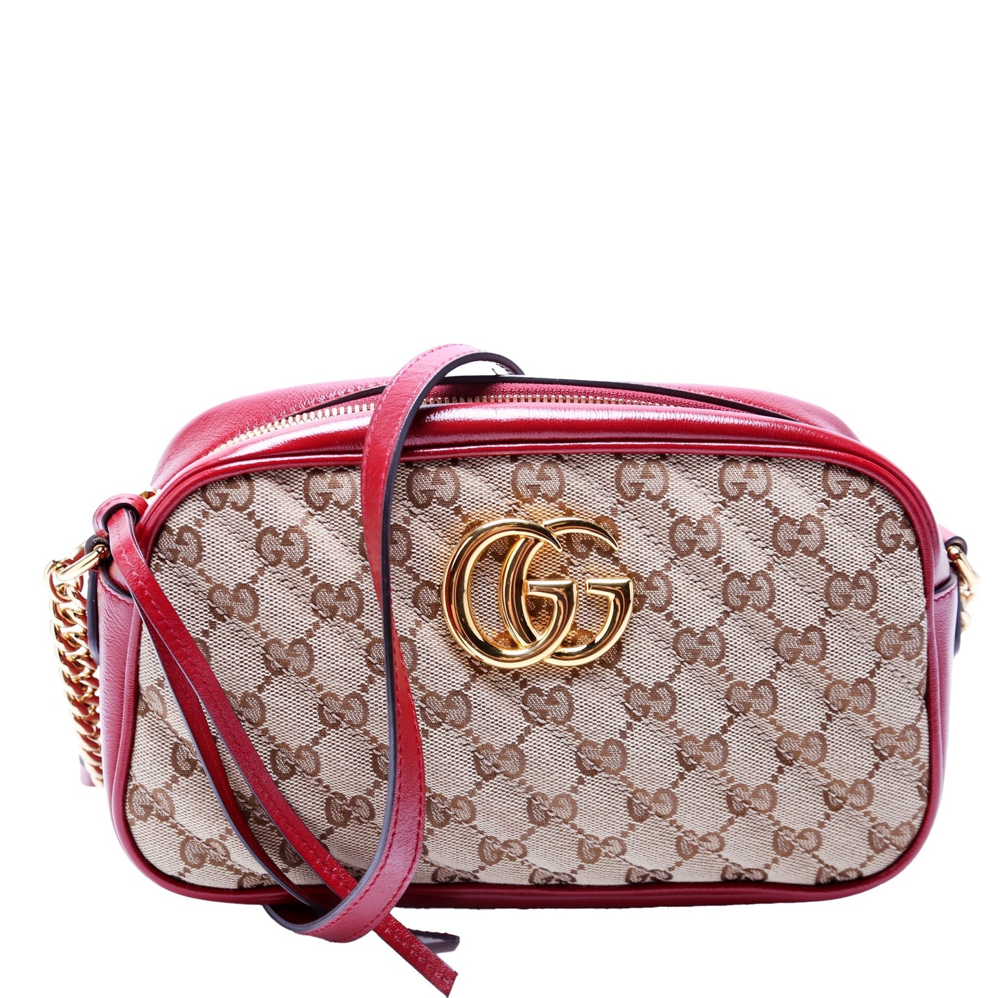 Gucci 447632 Marmont Sall Canvas Camera Red Bag