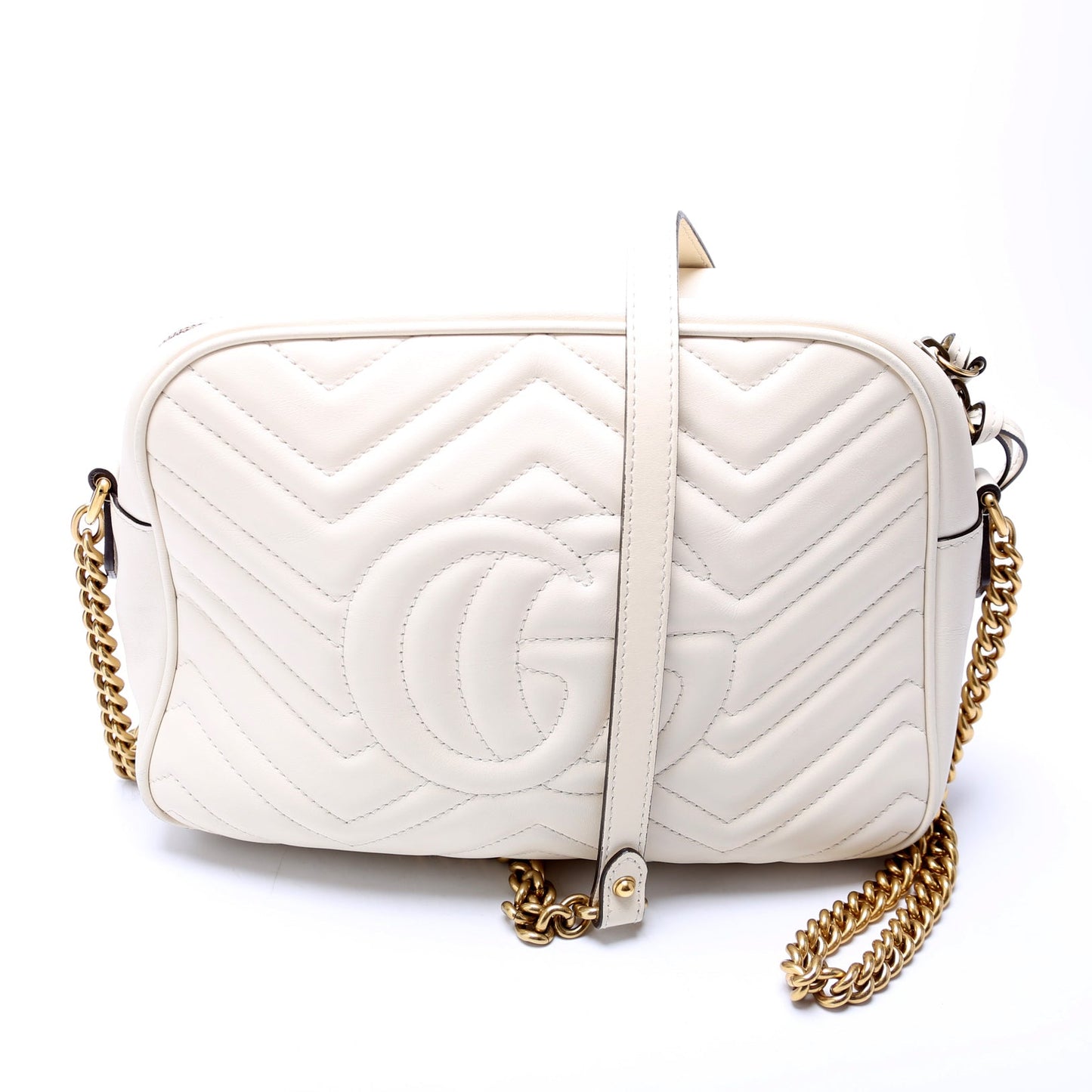 Gucci 443499 GG Marmont Medium Chain Cream Bag