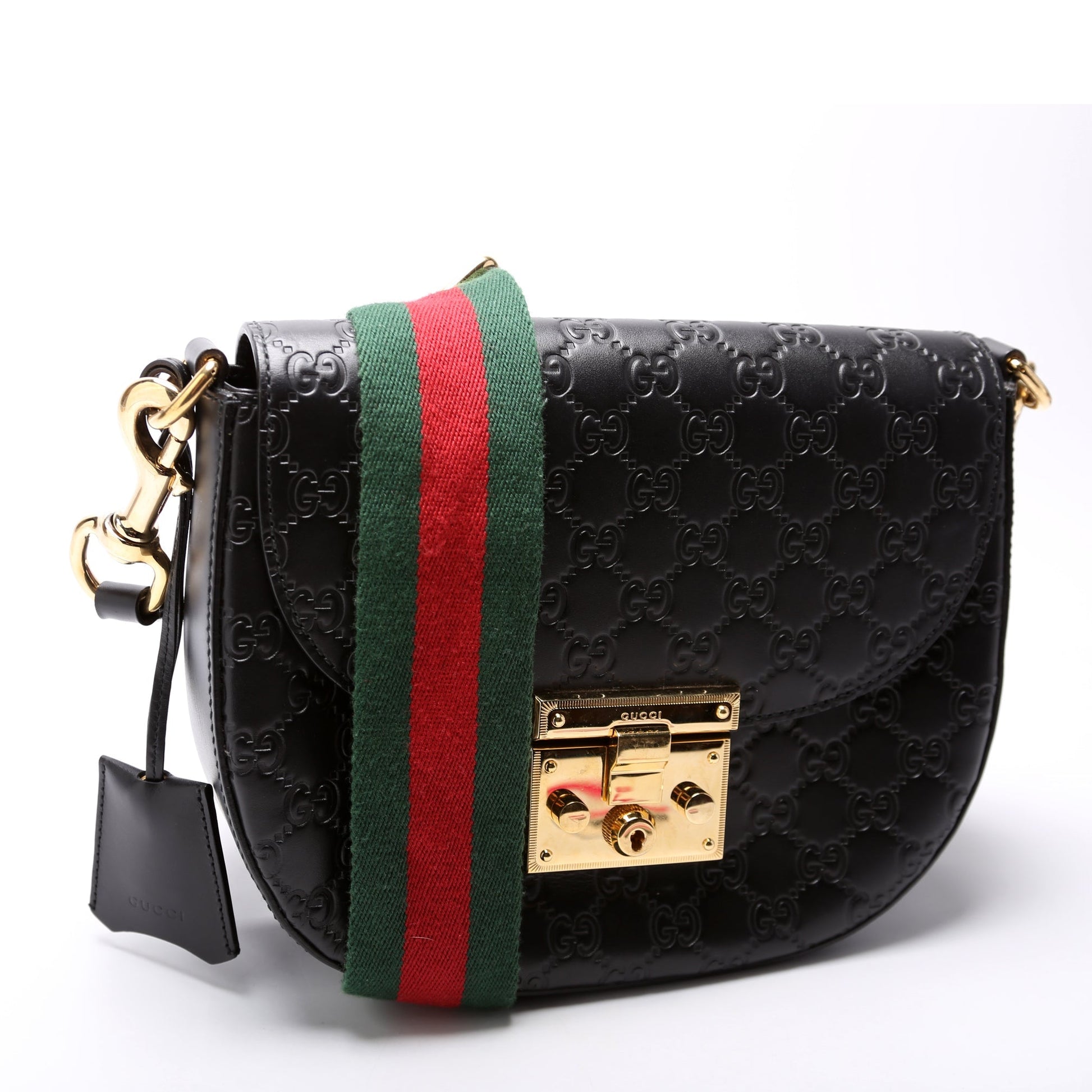 Gucci 453189 Padlock Medium Messenger Black Bag