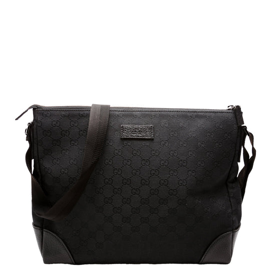 Gucci 11054 GG Canvas Joy Messenger Black Bag