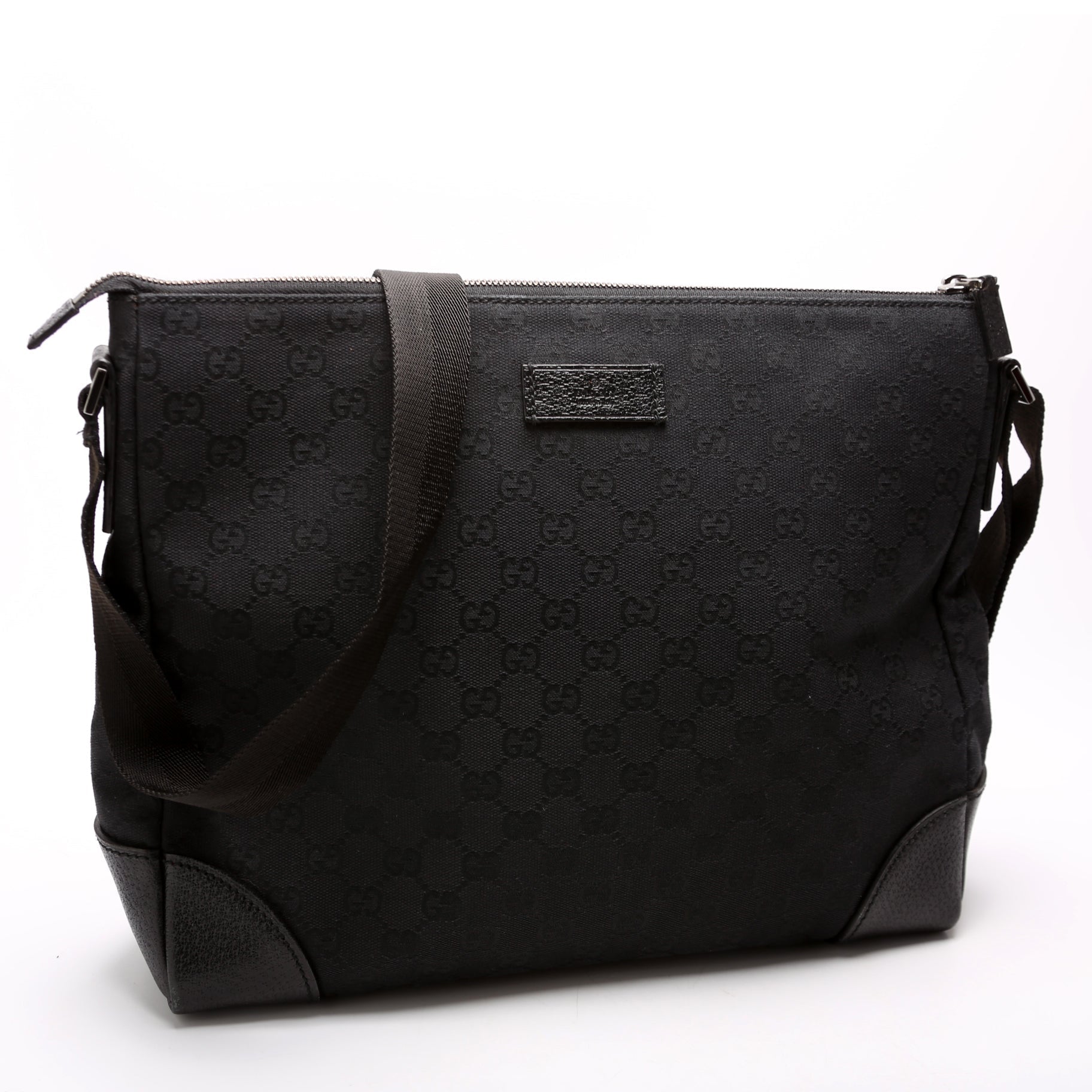 Gucci 11054 GG Canvas Joy Messenger Black Bag