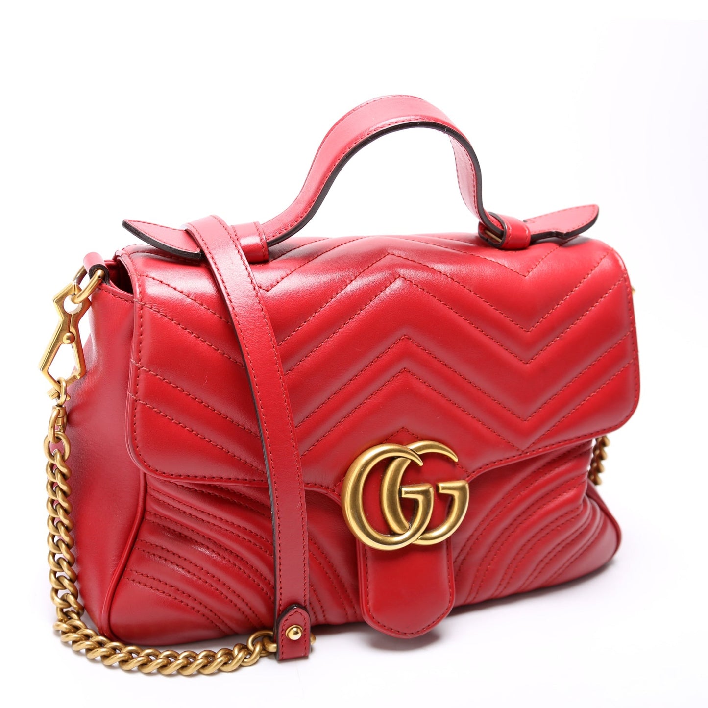 Gucci 498110 GG Marmont Small Top Handle Red Bag