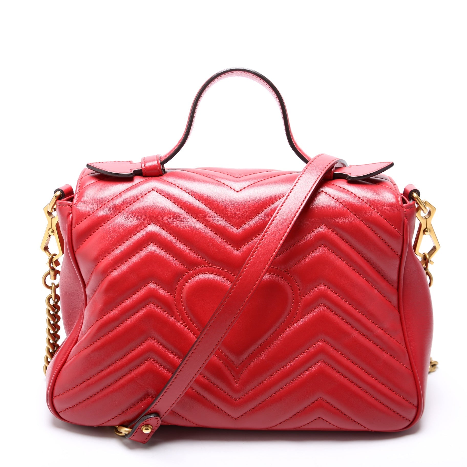 Gucci 498110 GG Marmont Small Top Handle Red Bag