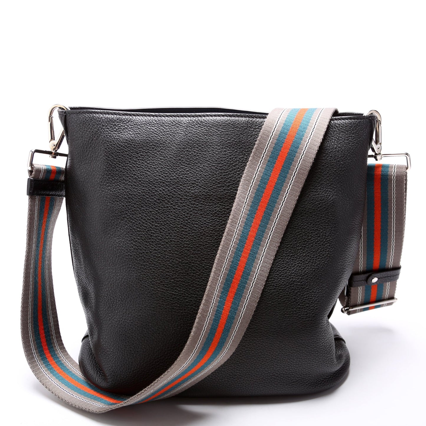 Prada 1BE057 Vitello Daino Phenix Bucket Black Bag