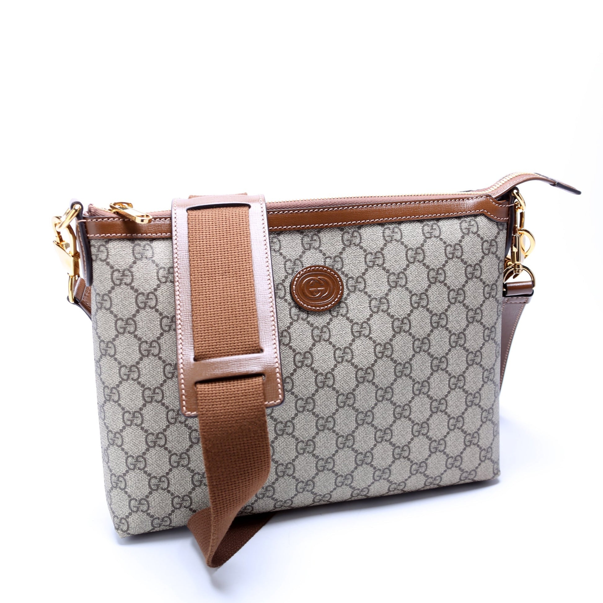 Gucci 726833 GG Supreme Interlocking G Messenger Brown Bag