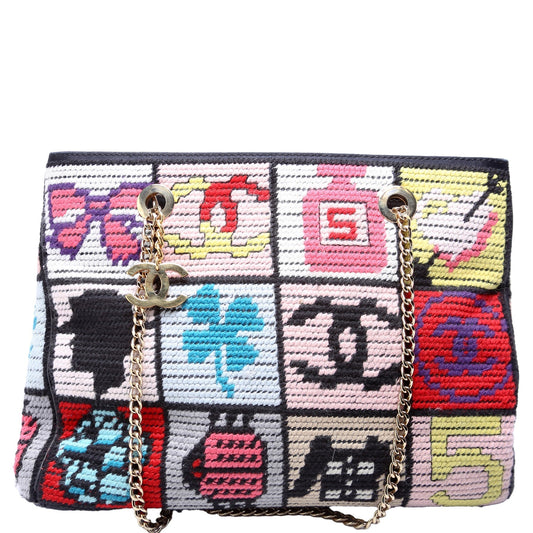 Chanel Precious Symbols Needlepoint Charms Tote 8M Bag