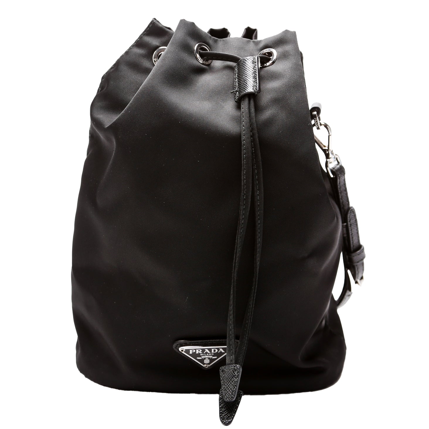 Prada Re-Nylon Drawstring Pouch Black Bag