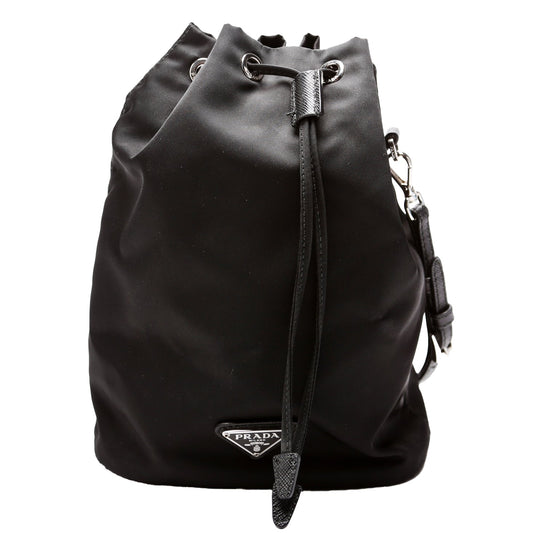 Prada Re-Nylon Drawstring Pouch Black Bag