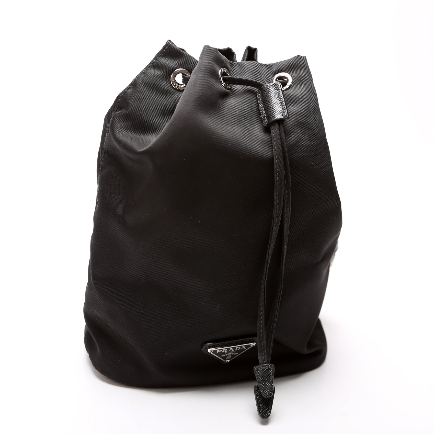 Prada Re-Nylon Drawstring Pouch Black Bag