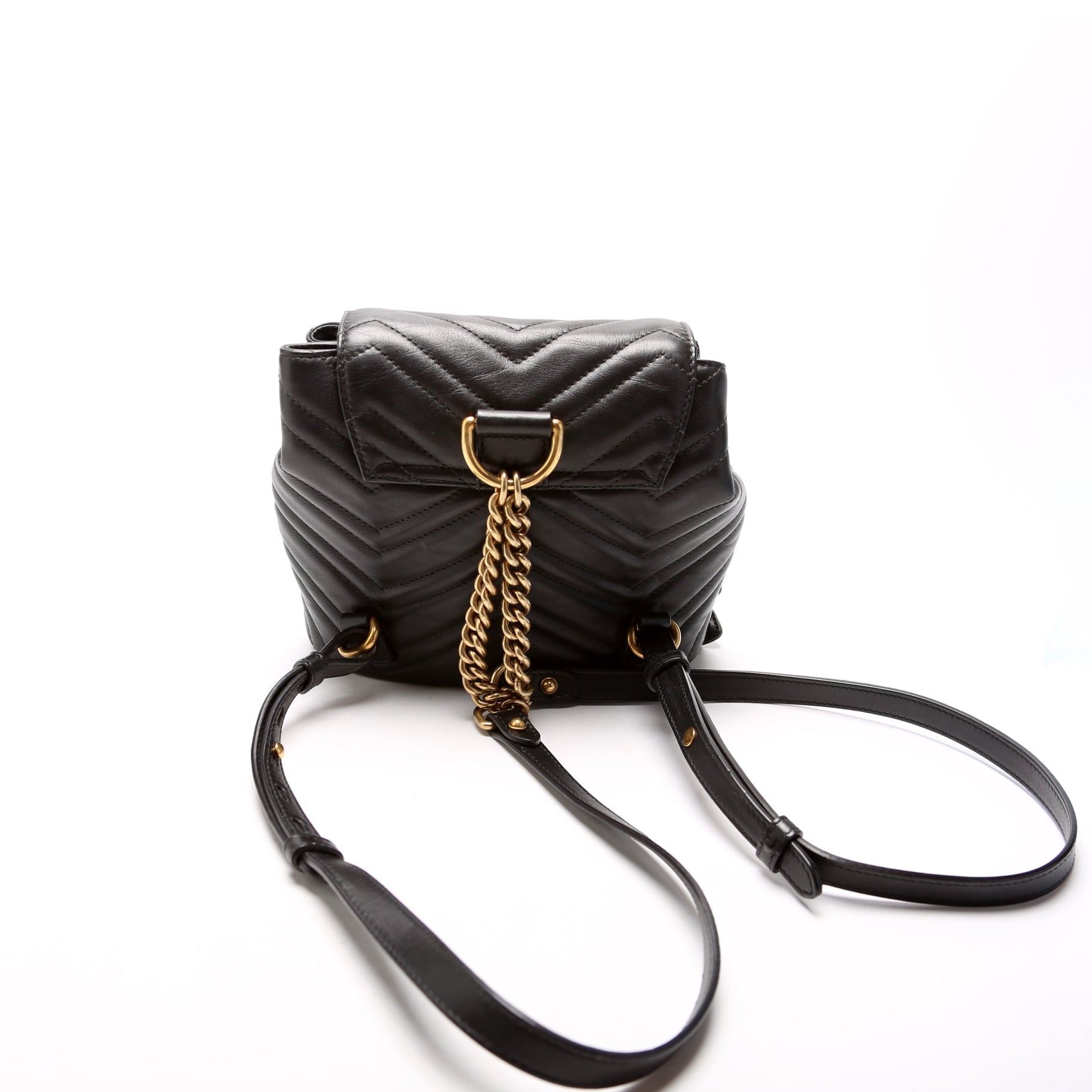 Gucci 528129 Marmont Mini Backpack Leather Black Bag