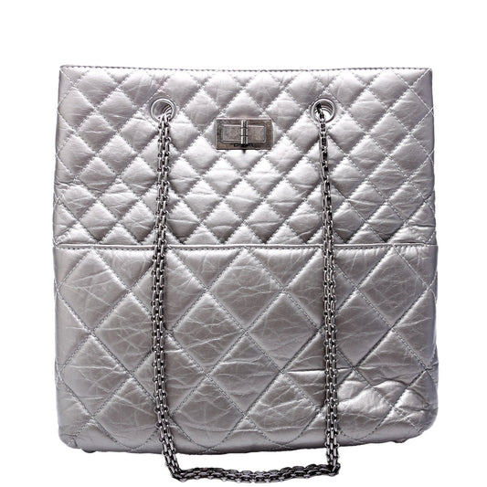 Chanel Reissue Tall Tote Quilted Aged Calfskin 14M Silver Bag