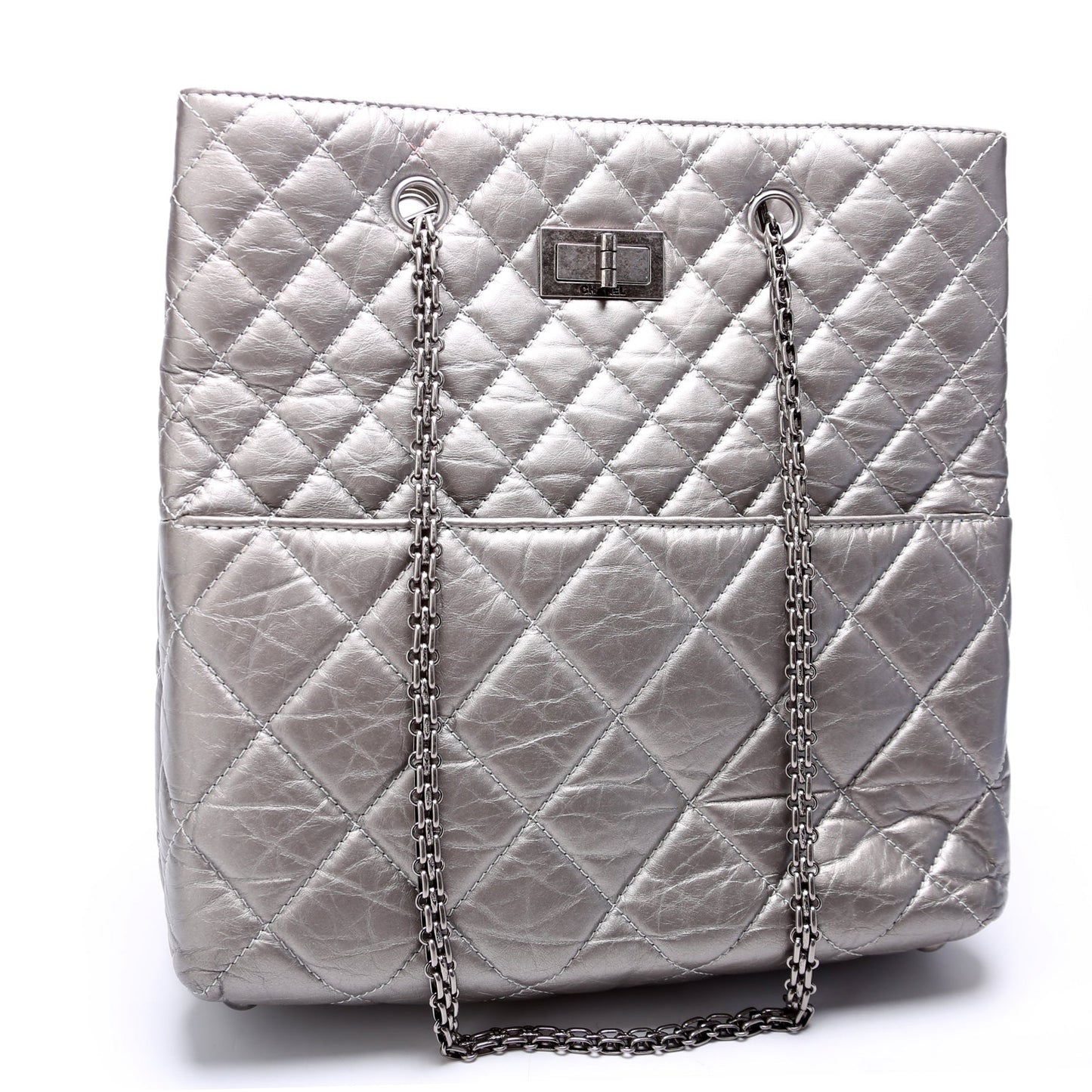 Chanel Reissue Tall Tote Quilted Aged Calfskin 14M Silver Bag