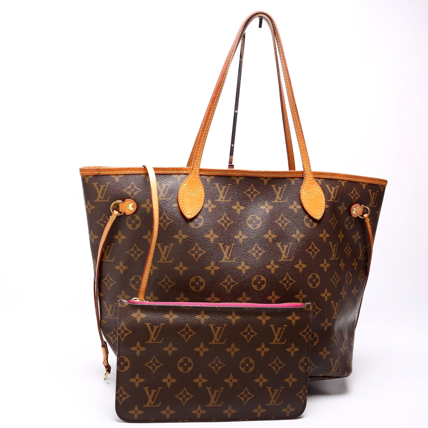 Louis Vuitton Neverfull W/Wallet MM Monogram Pink