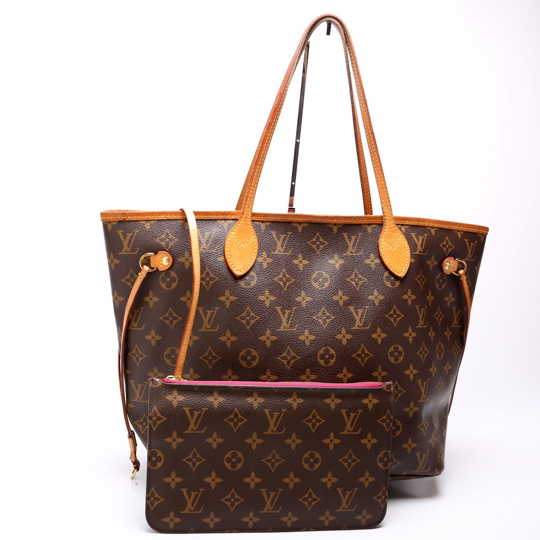 Louis Vuitton Neverfull W/Wallet MM Monogram Pink
