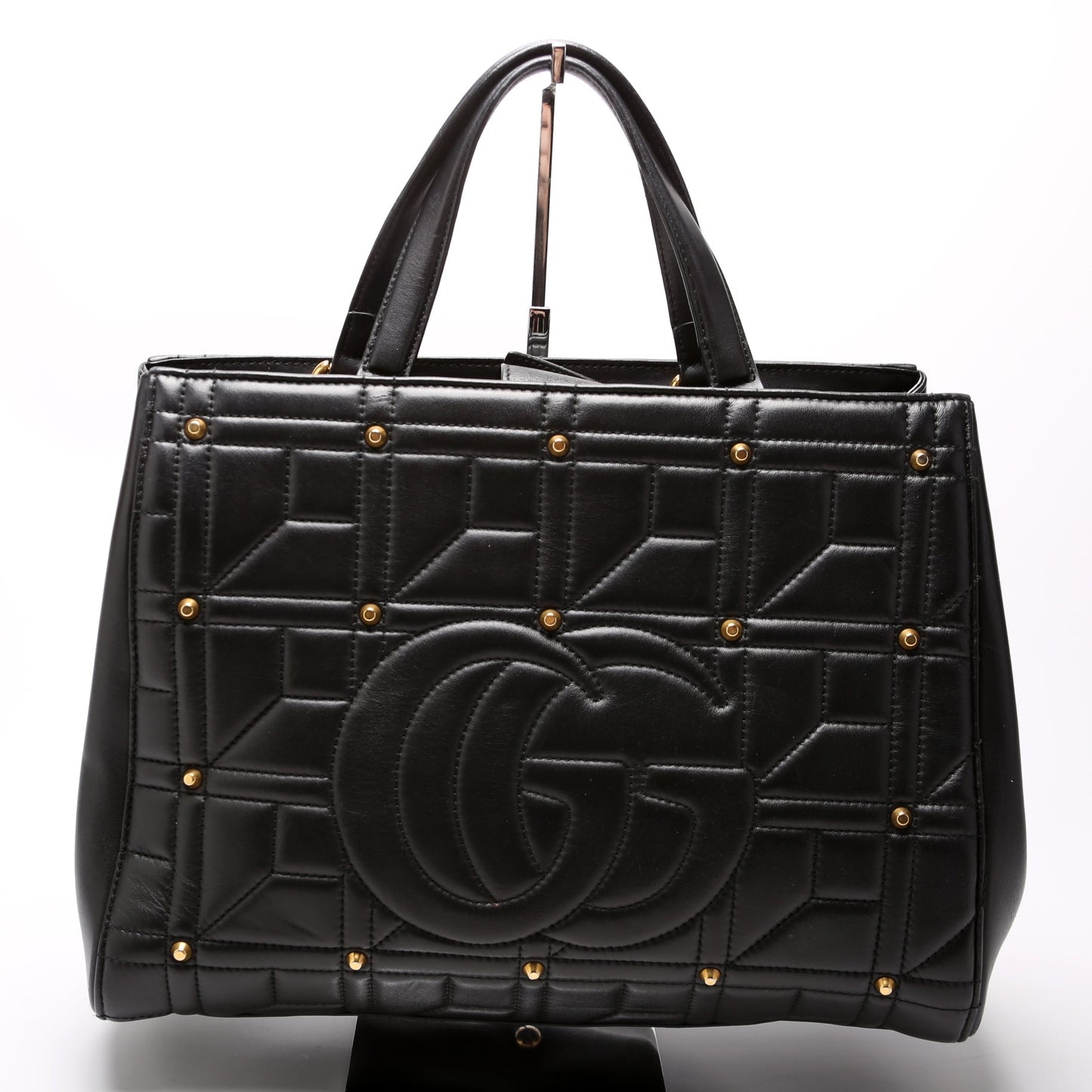 Gucci 443505 Marmont Studded Top Handle Black Bag