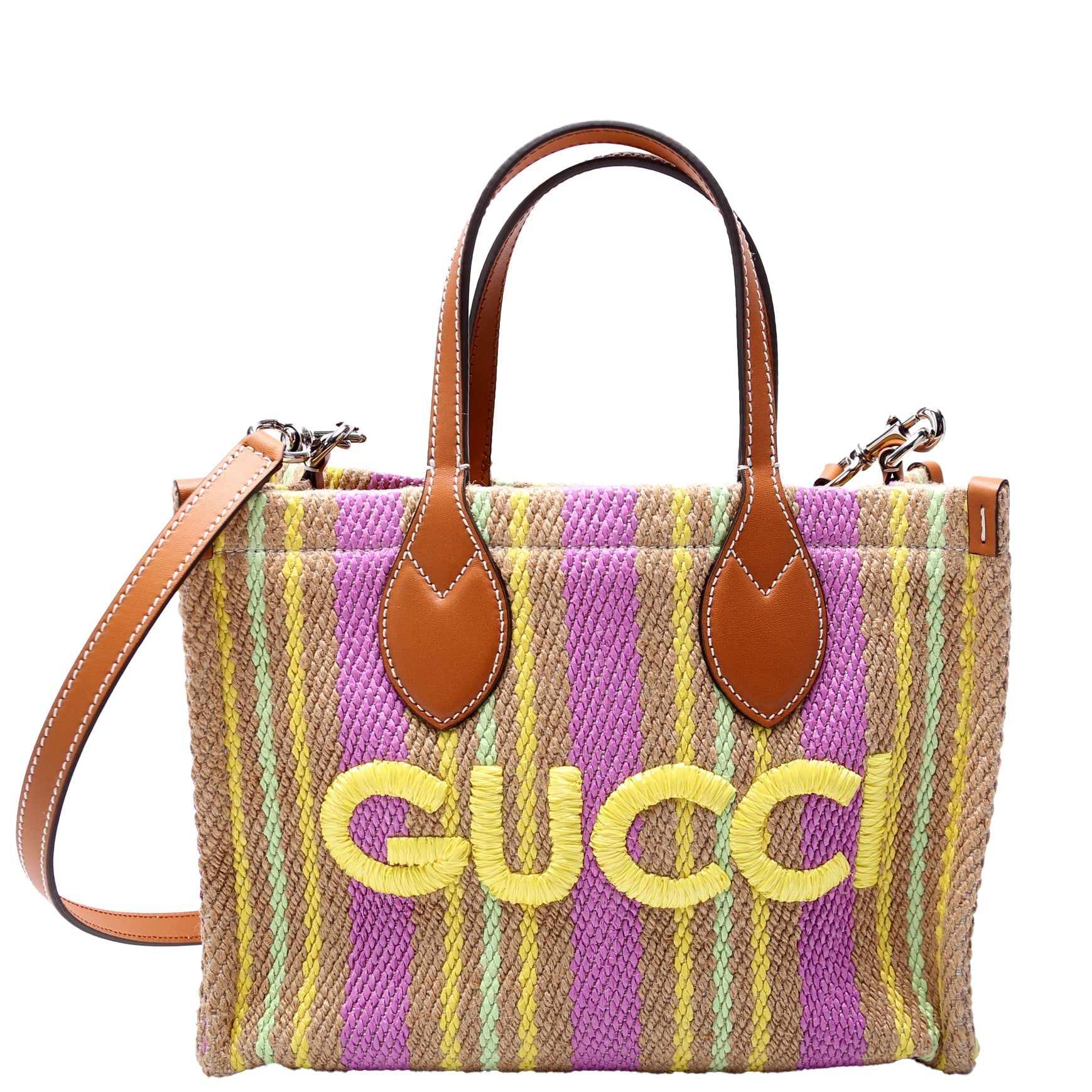 Gucci 779670 Jute Tote Small Multicolor/Brown Bag