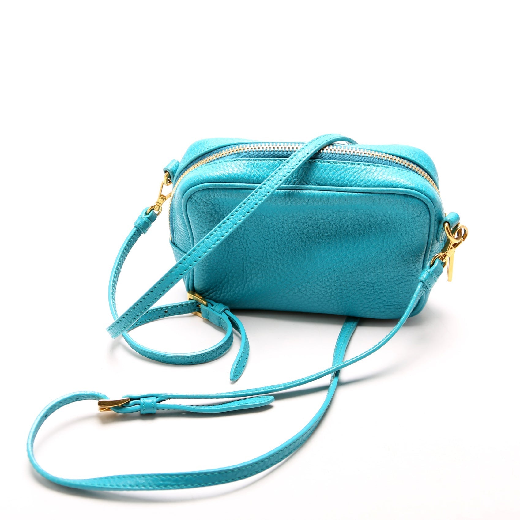 Prada Vitello Daino Mini Camera Blue Bag