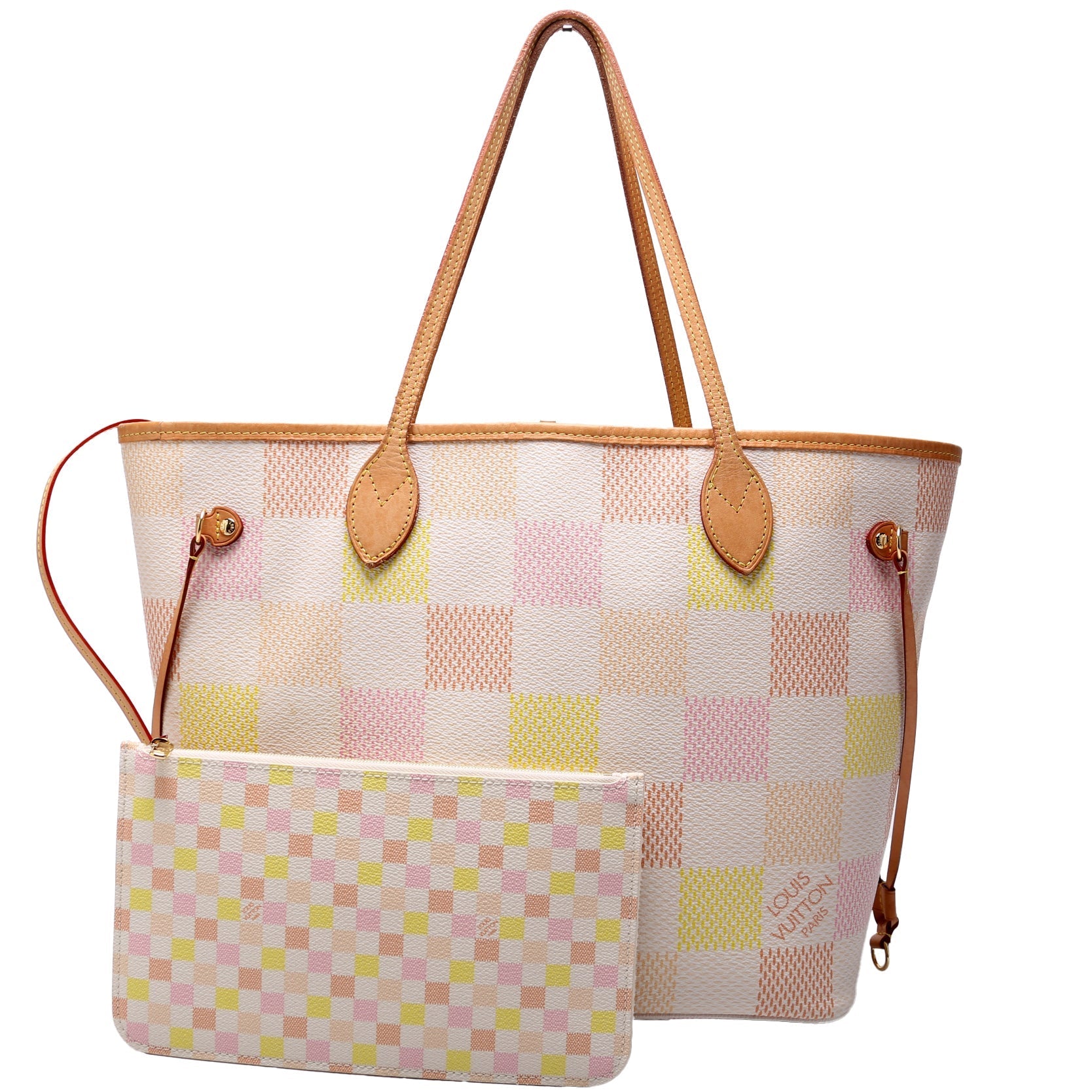 Louis Vuitton Neverfull W/Wallet MM Giant Damier Peach