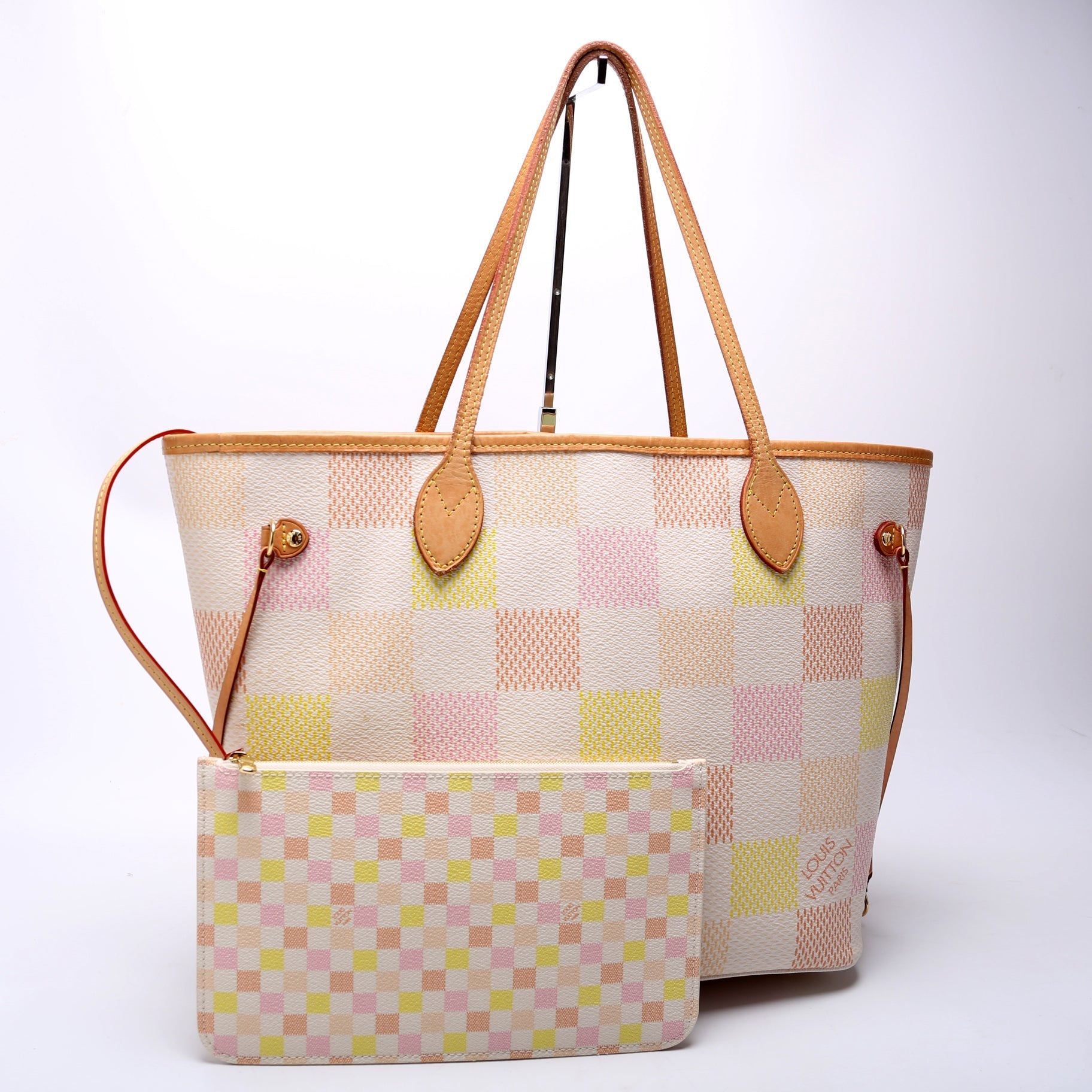 Louis Vuitton Neverfull W/Wallet MM Giant Damier Peach