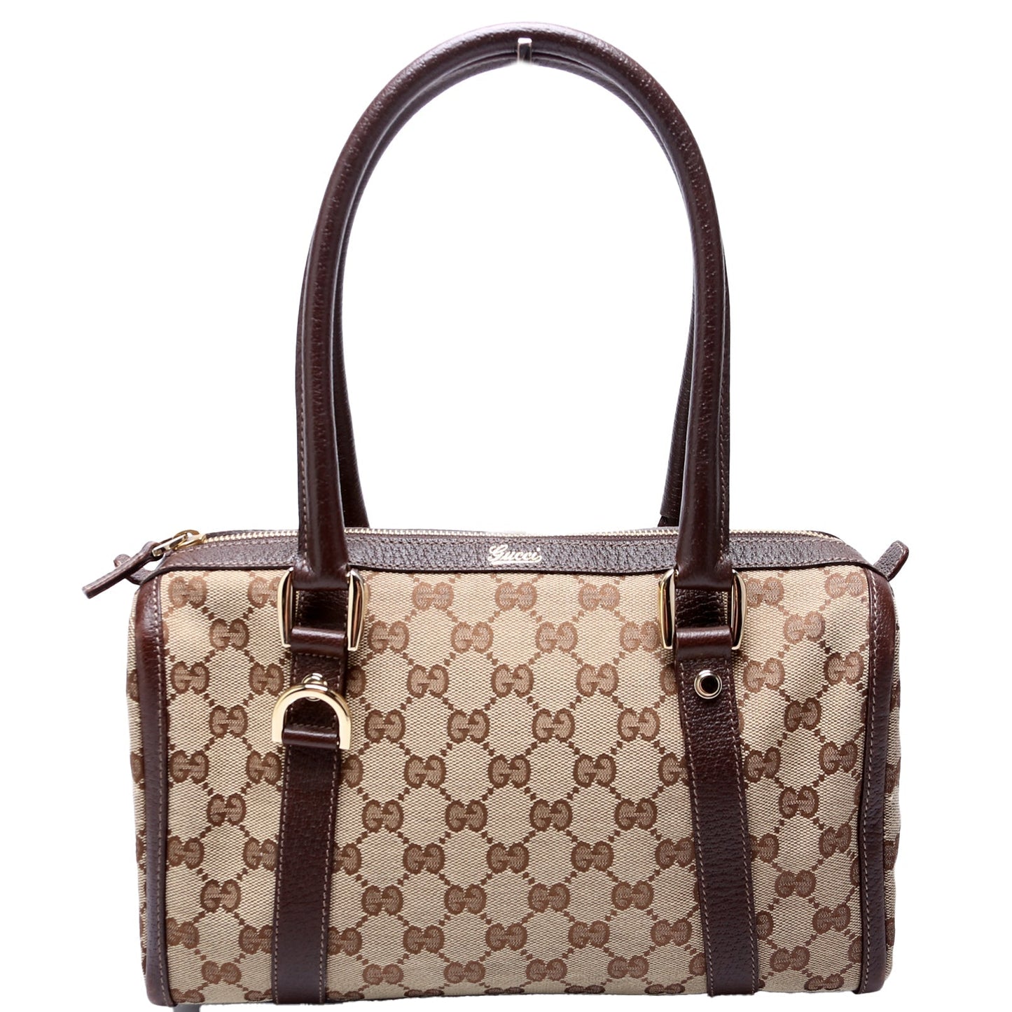 Gucci 130942 GG Canvas Small Abbey Boston Brown Bag