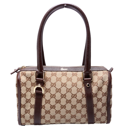 Gucci 130942 GG Canvas Small Abbey Boston Brown Bag