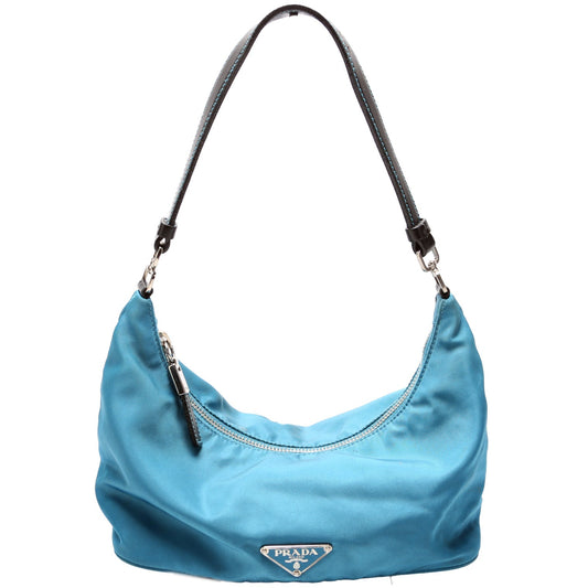 Prada BR1267 Tessuto Nylon Sirio Mini Hobo Blue Bag