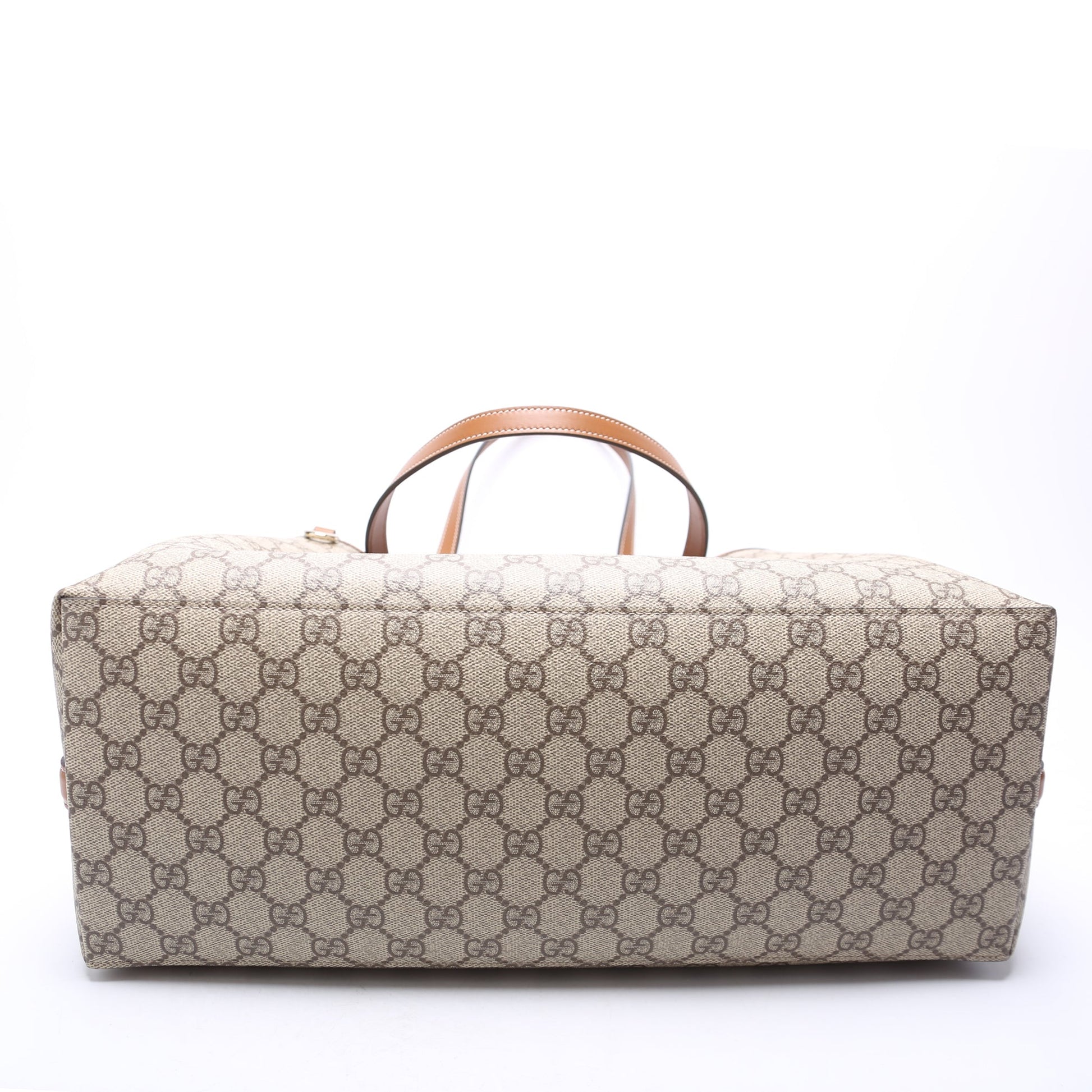 Gucci 815213 GG Supreme Emblem Tote Medium Brown Bag