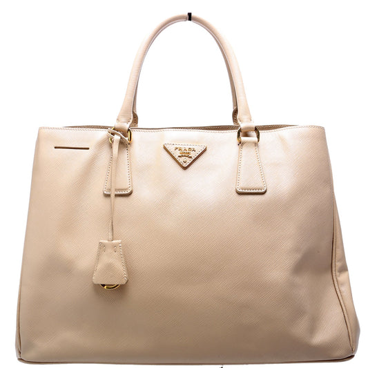 Prada Saffiano Lux Large Tote Beige Bag