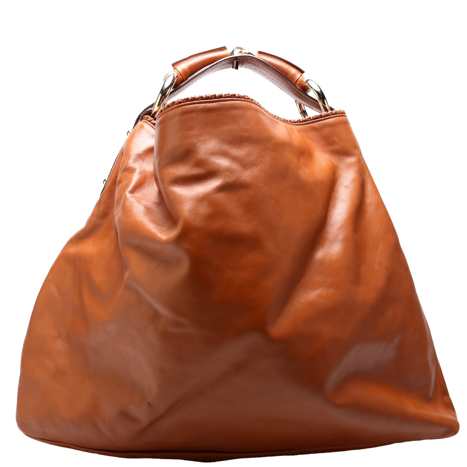Gucci 114900 Horsebit Leather Hobo Brown Bag