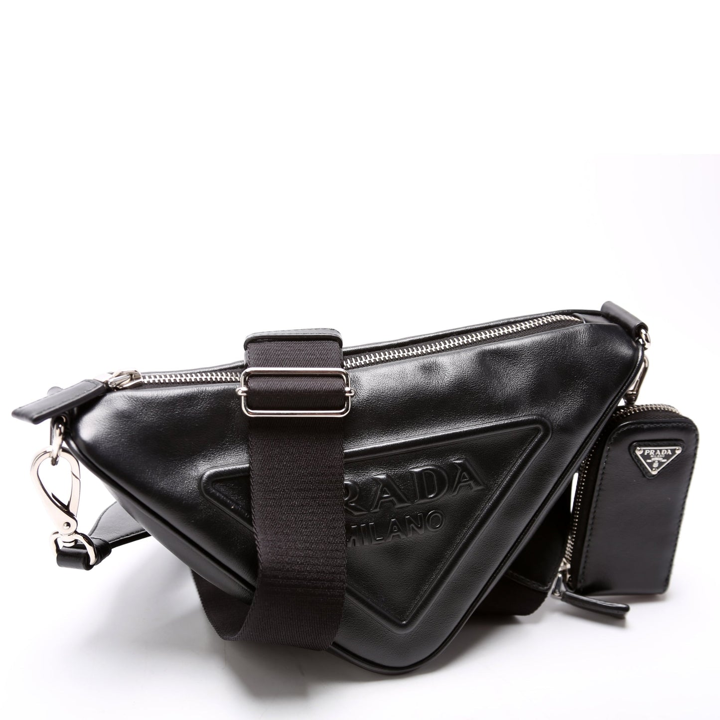 Prada Triangle Logo Leather Shoulder Black Bag