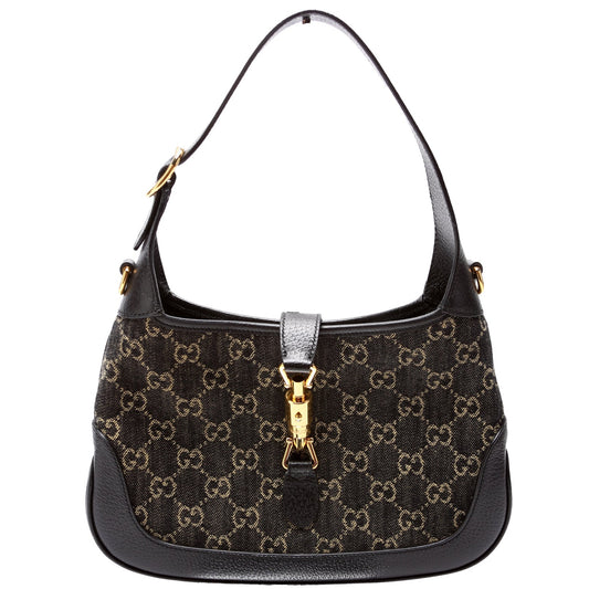 Gucci 678843 GG Canvas 1961 Jackie Hobo Small Black Bag