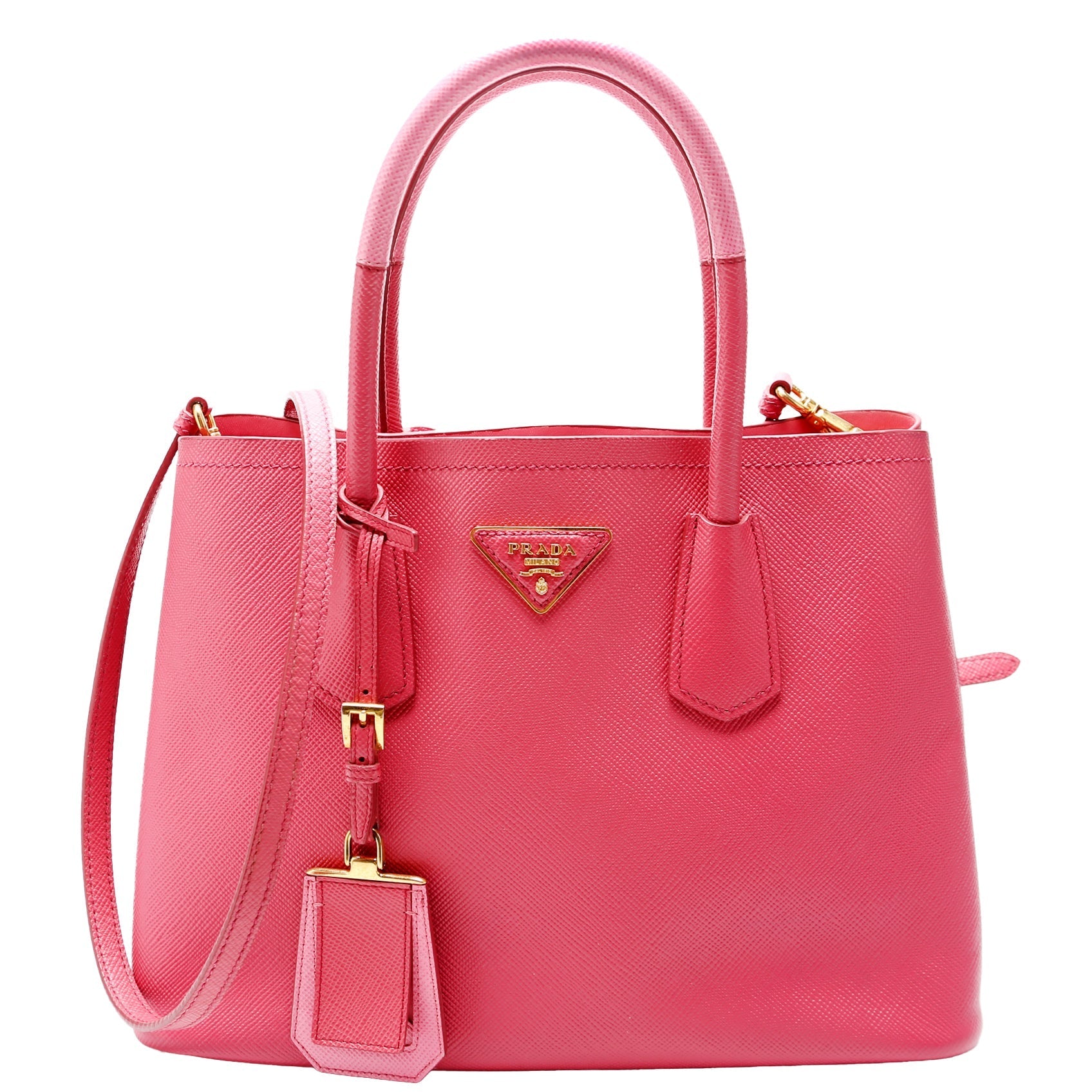 Prada 1BG887 Saffiano Cuir Double Small Pink Bag